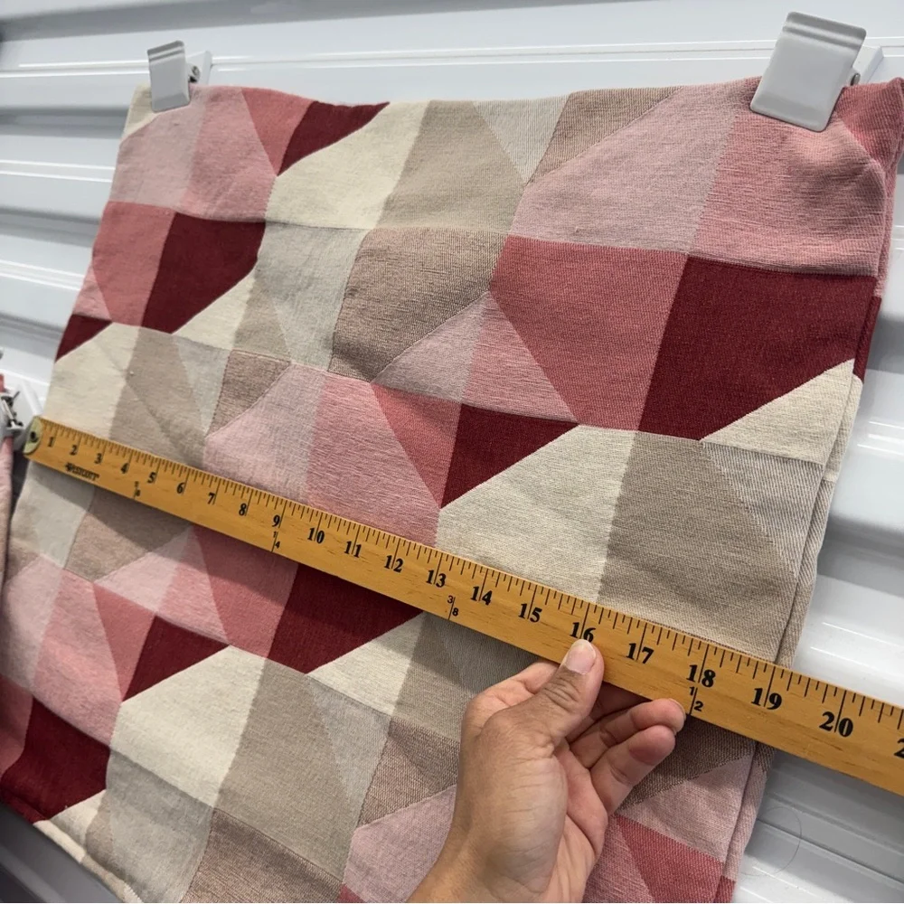 IKEA SVARTHO Pillow Covers 20x20 Geometric Mauve Pink Burgundy Cotton patchwork